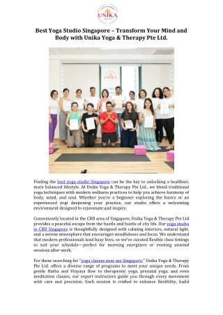 best yoga studio Singapore