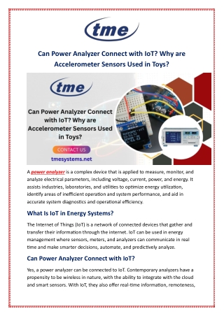 Can Power Analyzer Connect with IoT? Why are Accelerometer Sensors Used in Toys?