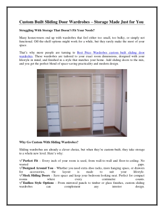 Custom Built Sliding Door Wardrobes – Storage Made Just for You