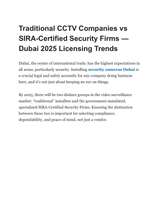 Traditional CCTV Companies vs SIRA-Certified Security Firms — Dubai 2025 Licensing Trends
