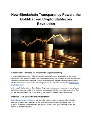 How Blockchain Transparency Powers the Gold-Backed Crypto Stablecoin Revolution