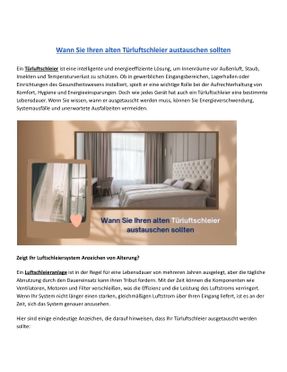 Wann Sie Ihren alten Türluftschleier austauschen sollten