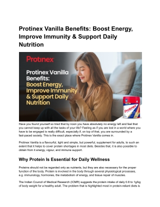 Protinex Vanilla Benefits_ Boost Energy, Improve Immunity & Support Daily Nutrition