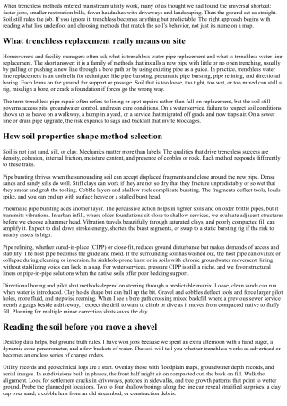 The Role of Soil Conditions in Trenchless Water Line Replacement