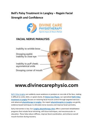 Bell’s Palsy Treatment in Langley – Regain Facial Strength and Confidence