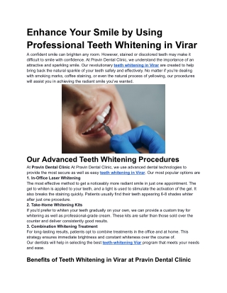 Enhance Your Smile by Using Professional Teeth Whitening in Virar