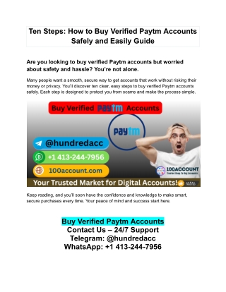 Ten Steps: How to Buy Verified Paytm Accounts Safely and Easily Guide