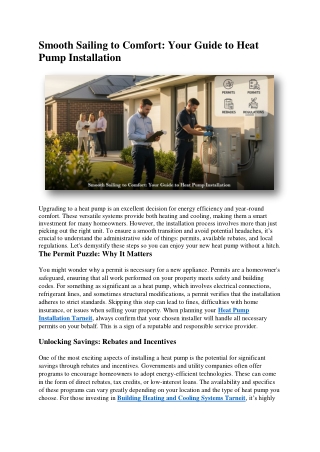 Smooth Sailing to Comfort Your Guide to Heat Pump Installation