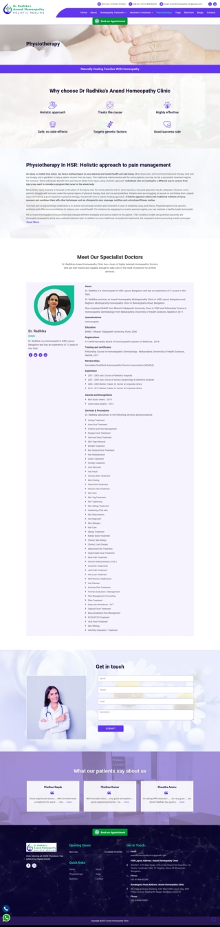 Physiotherapy in HSR Layout Bangalore Expert Care