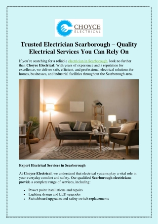 Trusted Electrician Scarborough – Quality Electrical Services You Can Rely On