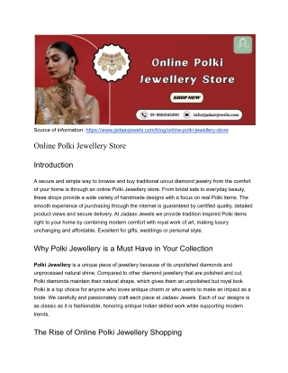Online Polki Jewellery Store