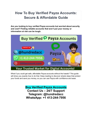 How To Buy Verified Payza Accounts: Secure & Affordable Guide