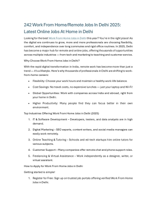 242 Work From Home Jobs In Delhi 2025 Latest Online Jobs At Home in Delhi