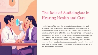 The Role of Audiologists in Hearing Health and Care