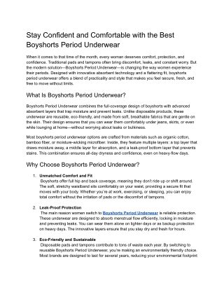 Sustainable Boyshorts Period Underwear – Soft, Secure, & Stylish