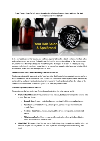 Brand Design Ideas for hair salon & spa Business in New Zealand How to Weave the Soul of Aotearoa into Your Identity
