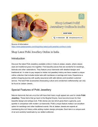 Shop Latest Polki Jewellery Online in India