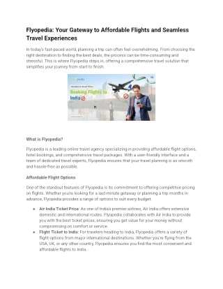 Flyopedia: Your Trusted Partner for Affordable Travel – Air India Ticket Price &