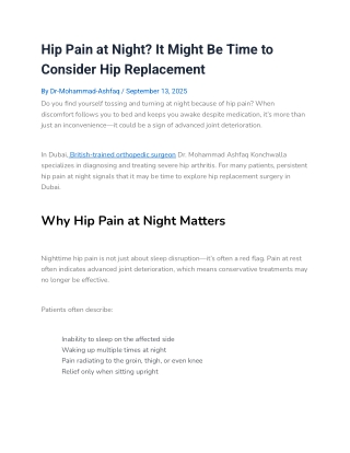 Hip Surgery In Dubai _ Dr. Mohammad Ashfaq