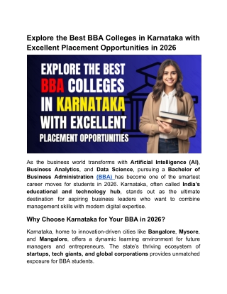 Explore the Best BBA Colleges in Karnataka with Excellent Placement Opportunities