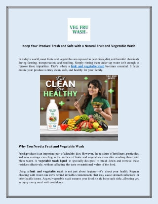 Keep Your Produce Fresh and Safe with a Natural Fruit and Vegetable Wash