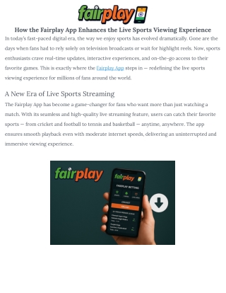How the Fairplay App Enhances the Live Sports Viewing Experience