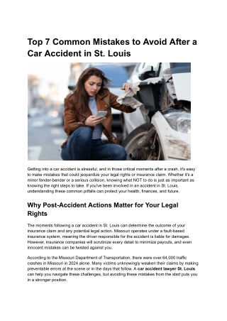 Top 7 Common Mistakes to Avoid After a Car Accident in St. Louis