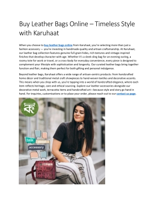 Buy Leather Bags Online – Timeless Style with Karuhaat