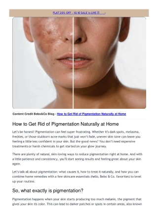 Pigmentation Removal Guide For Even Skin Tone By BeboandCo