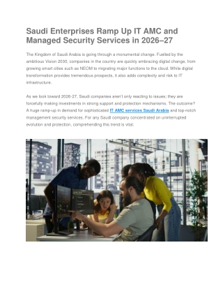 Saudi Enterprises Ramp Up IT AMC and Managed Security Services in 2026
