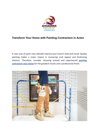 Transform Your Home with Painting Contractors in Acton