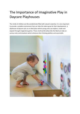 The Importance of Imaginative Play in Daycare Playhouses