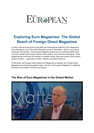 Leading European Magazines – Insights in Business & Finance