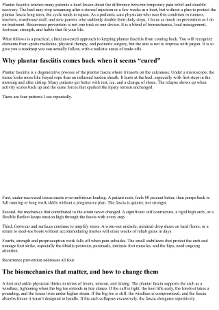 Podiatric Care Physician: Preventing Recurrence of Plantar Fasciitis