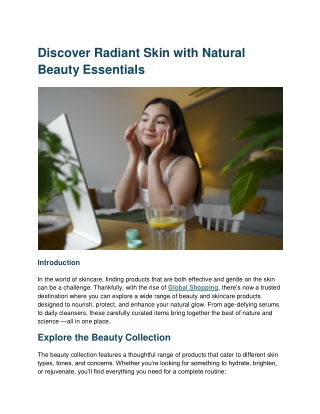 Discover Radiant Skin with Natural Beauty Essentials
