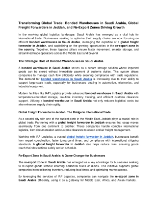 Transforming Global Trade_ Bonded Warehouses in Saudi Arabia, Global Freight Forwarders in Jeddah, and Re-Export Zones D