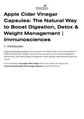 Apple Cider Vinegar Capsules The Natural Way to Boost Digestion, Detox & Weight Management  Immunosciences