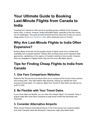 Your Ultimate Guide to Booking Cheap Flights to India from Canada – Save Big on