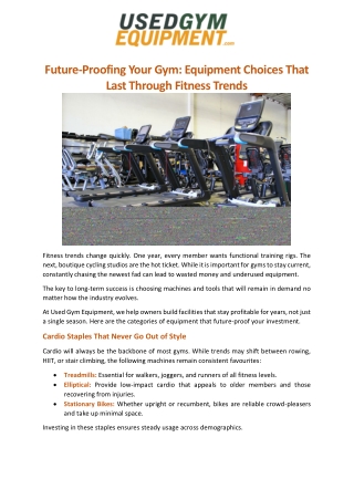 Future-Proofing Your Gym Equipment Choices That Last Through Fitness Trends