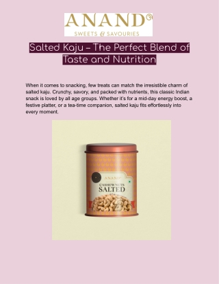 Salted Kaju – The Perfect Blend of Taste and Nutrition