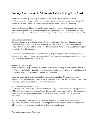 Luxury Apartments in Mumbai