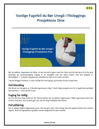 Vanlige Fugefeil du Bør Unngå i Flisleggings Prosjektene Dine