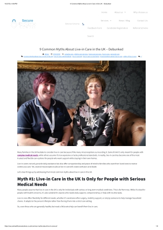 9 Common Myths About Live-in Care in the UK – Debunked