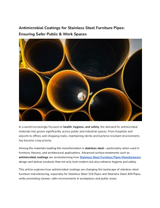 Antimicrobial Coatings for Stainless Steel Furniture Pipes_ Ensuring Safer Public & Work Spaces