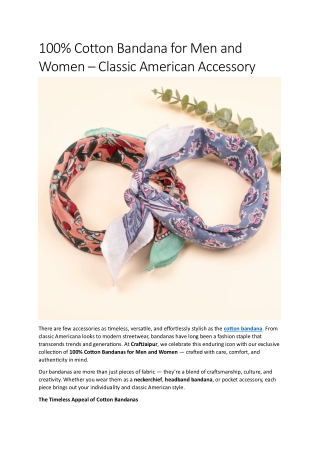 Cotton Bandana for Men and Women – Classic American Accessory