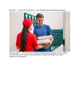 __India to US Parcel Service – Fast, Reliable & Affordable Shipping Solutions_
