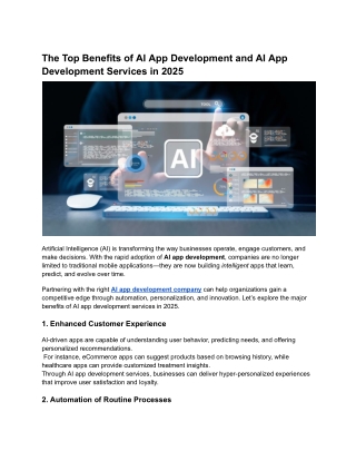 The Top Benefits of AI App Development and AI App Development Services in 2025