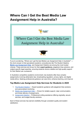 Where Can I Get the Best Media Law Assignment Help in Australia (1)