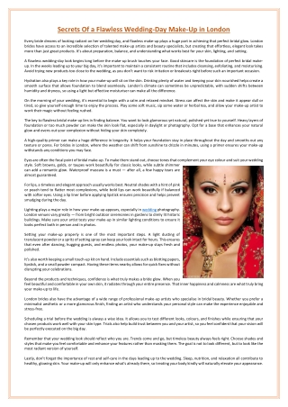 Secrets Of a Flawless Wedding-Day Make-Up in London