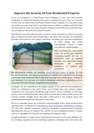 Improve the Security Of Your Residential Property